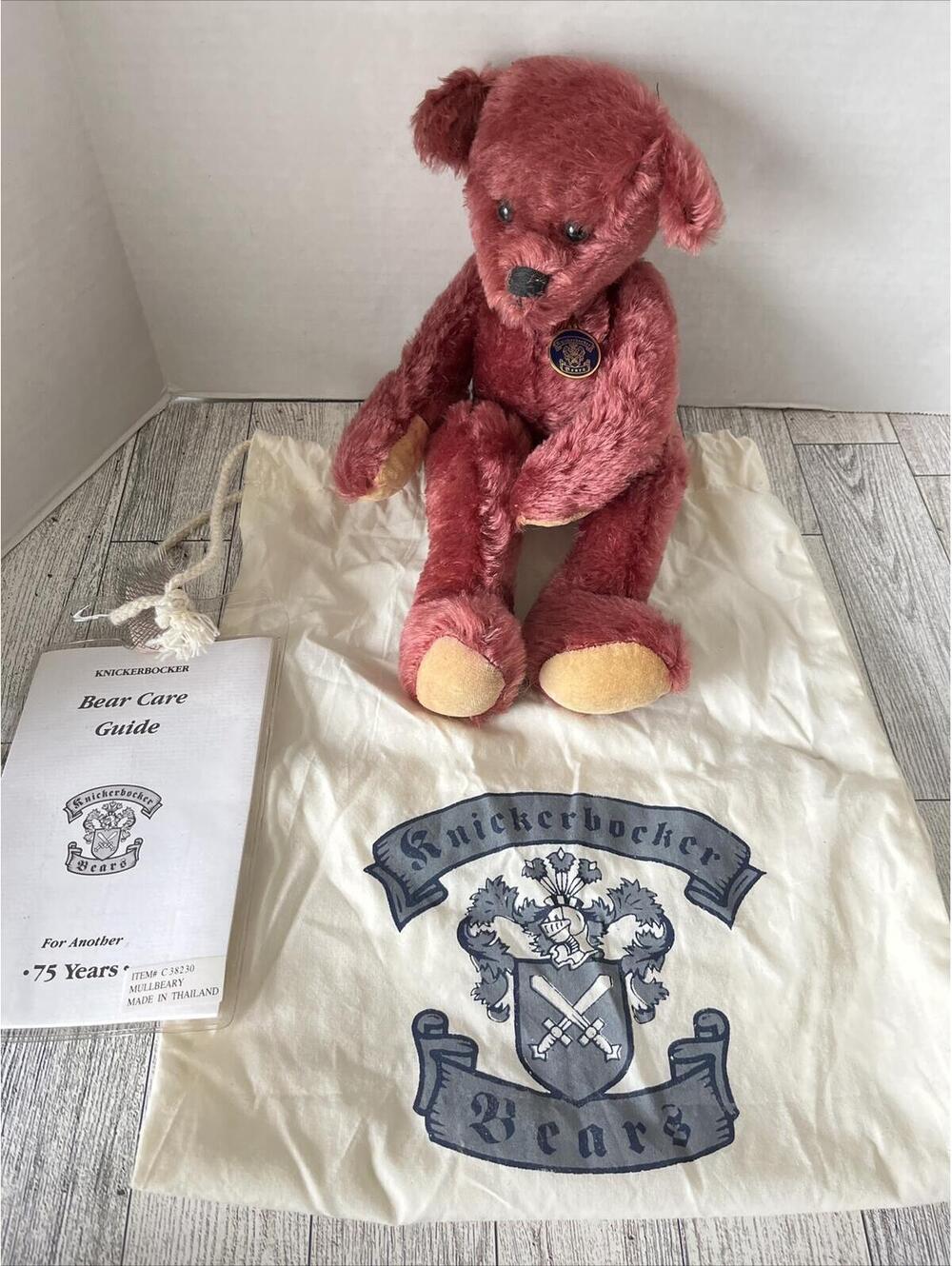 Knickerbocker Bears 75th Anniversary MULLBEARY Bag Brush COA 12" Jointed Bear